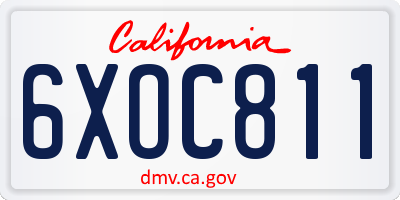 CA license plate 6XOC811