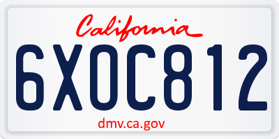 CA license plate 6XOC812