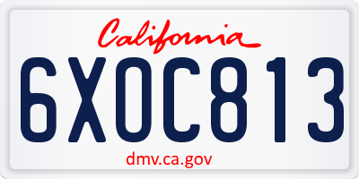 CA license plate 6XOC813