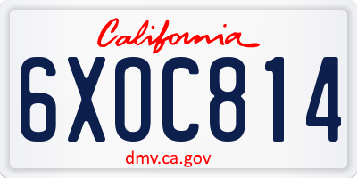 CA license plate 6XOC814