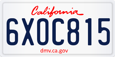 CA license plate 6XOC815