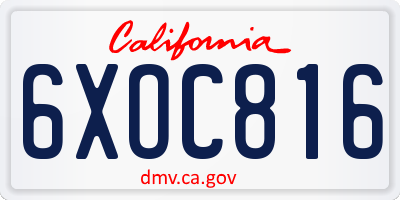 CA license plate 6XOC816