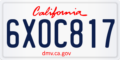 CA license plate 6XOC817