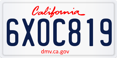 CA license plate 6XOC819