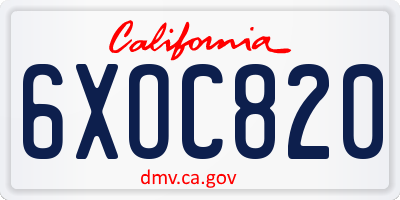 CA license plate 6XOC820