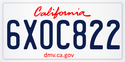 CA license plate 6XOC822