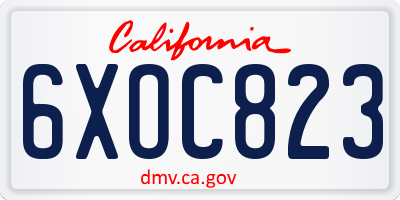 CA license plate 6XOC823