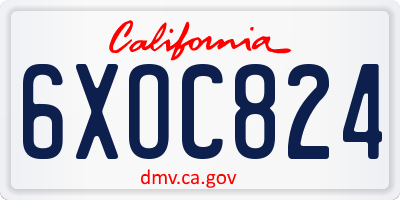 CA license plate 6XOC824