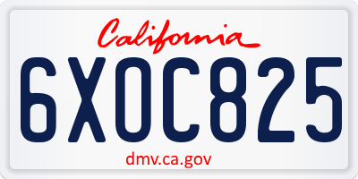 CA license plate 6XOC825