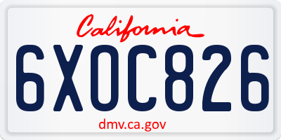 CA license plate 6XOC826