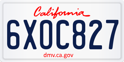 CA license plate 6XOC827