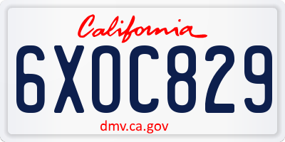 CA license plate 6XOC829