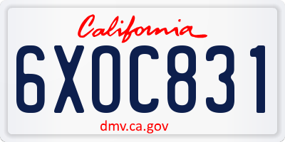 CA license plate 6XOC831