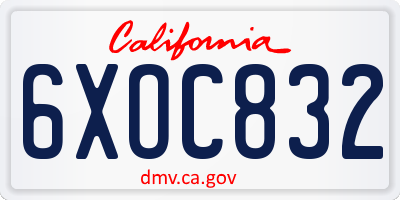 CA license plate 6XOC832