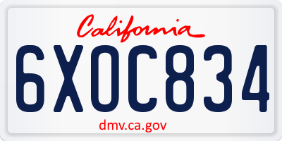 CA license plate 6XOC834