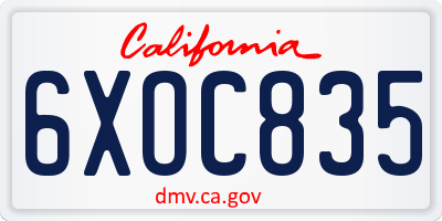 CA license plate 6XOC835