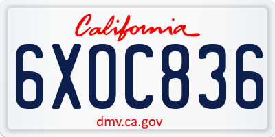 CA license plate 6XOC836