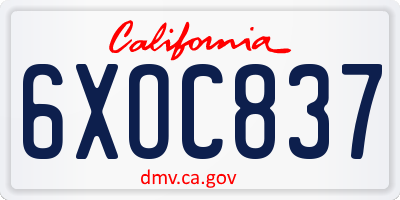 CA license plate 6XOC837