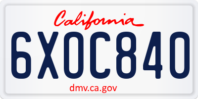 CA license plate 6XOC840