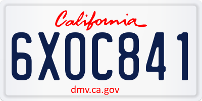 CA license plate 6XOC841