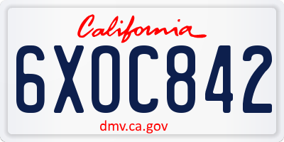 CA license plate 6XOC842