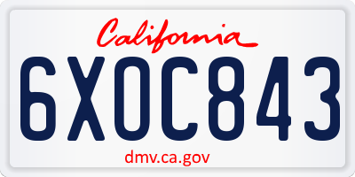 CA license plate 6XOC843