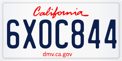 CA license plate 6XOC844