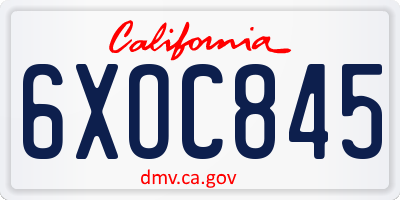 CA license plate 6XOC845