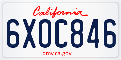CA license plate 6XOC846