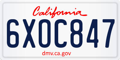 CA license plate 6XOC847