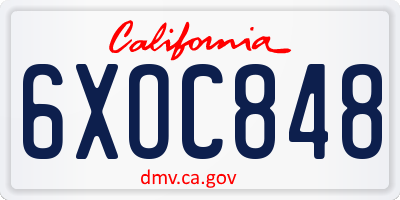 CA license plate 6XOC848