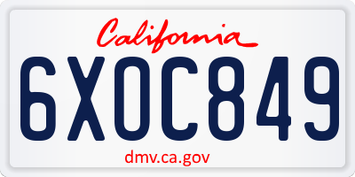 CA license plate 6XOC849