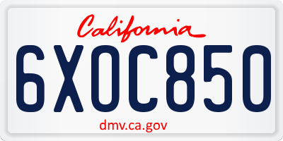 CA license plate 6XOC850