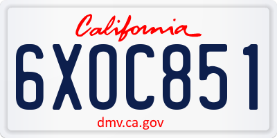 CA license plate 6XOC851
