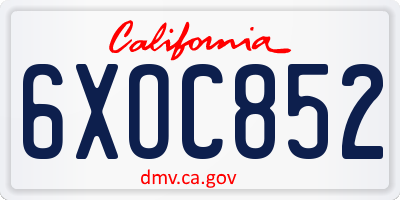 CA license plate 6XOC852