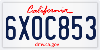 CA license plate 6XOC853