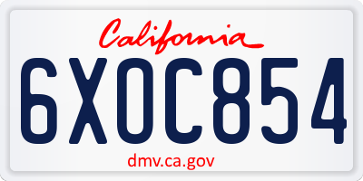 CA license plate 6XOC854