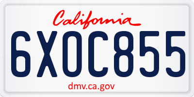 CA license plate 6XOC855