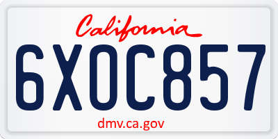 CA license plate 6XOC857