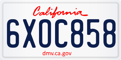 CA license plate 6XOC858