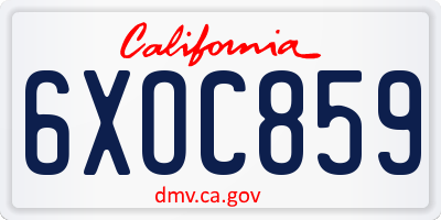 CA license plate 6XOC859