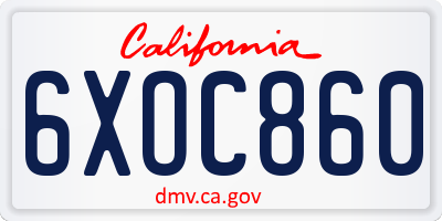 CA license plate 6XOC860