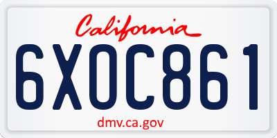 CA license plate 6XOC861