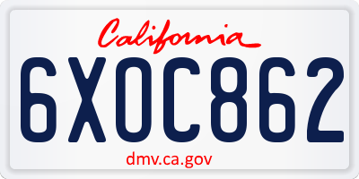 CA license plate 6XOC862