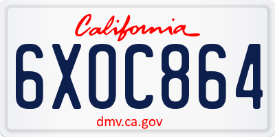 CA license plate 6XOC864