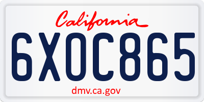 CA license plate 6XOC865