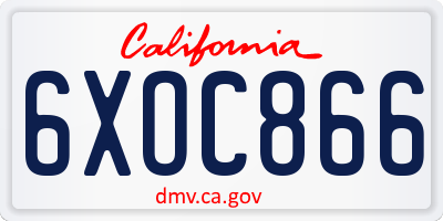 CA license plate 6XOC866