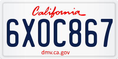 CA license plate 6XOC867