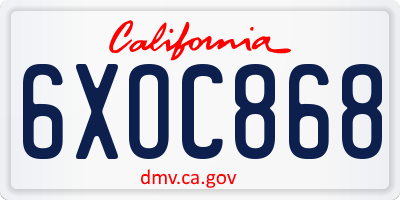 CA license plate 6XOC868