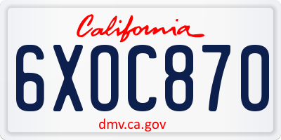CA license plate 6XOC870